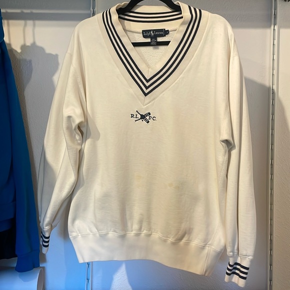 Ralph Lauren Polo Club V Neck Sweatshirt - Picture 1 of 4